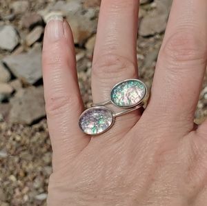 New Amazing Triplet Opal Silver Cuff Ring.